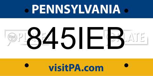 845IEB Pennsylvania License Plate