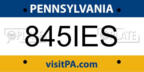 845IES Pennsylvania License Plate