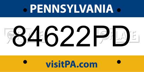 84622PD Pennsylvania License Plate
