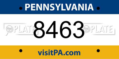 8463 Pennsylvania License Plate