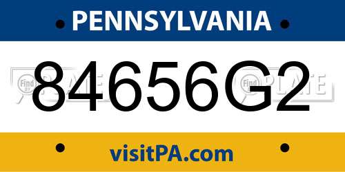 84656G2 Pennsylvania License Plate