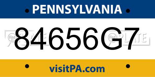 84656G7 Pennsylvania License Plate