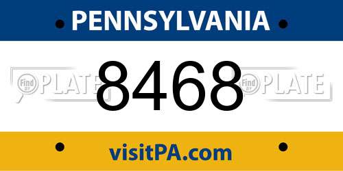 8468 Pennsylvania License Plate
