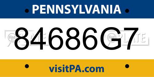 84686G7 Pennsylvania License Plate