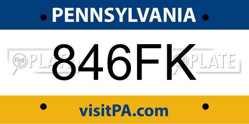 846FK Pennsylvania License Plate
