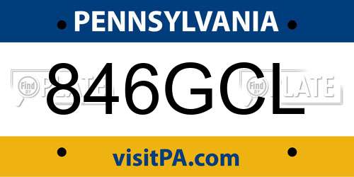 846GCL Pennsylvania License Plate
