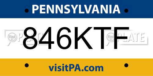 846KTF Pennsylvania License Plate