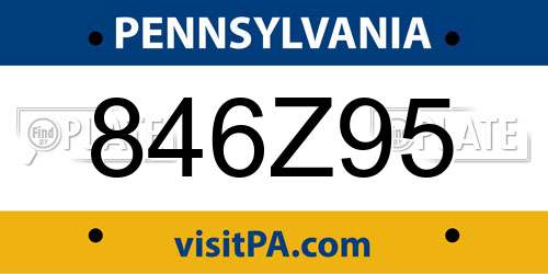 846Z95 Pennsylvania License Plate