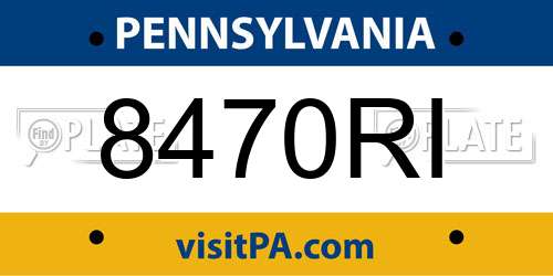 8470RI Pennsylvania License Plate