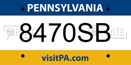8470SB Pennsylvania License Plate