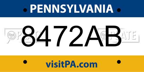 8472AB Pennsylvania License Plate