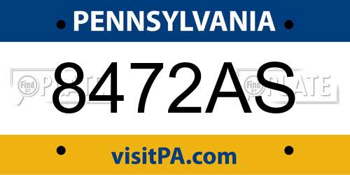 8472AS Pennsylvania License Plate