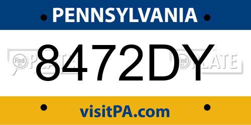 8472DY Pennsylvania License Plate