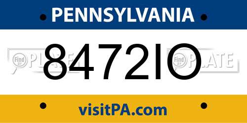 8472IO Pennsylvania License Plate
