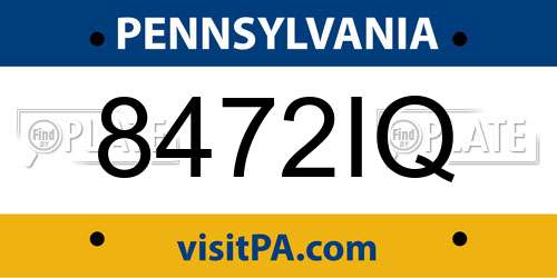 8472IQ Pennsylvania License Plate