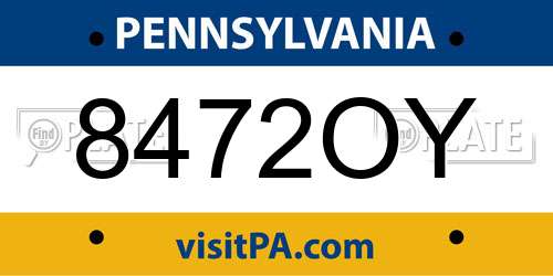 8472OY Pennsylvania License Plate