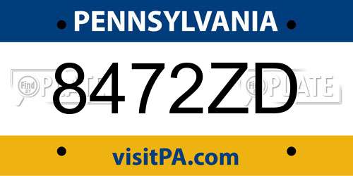 8472ZD Pennsylvania License Plate