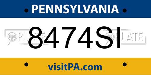 8474SI Pennsylvania License Plate