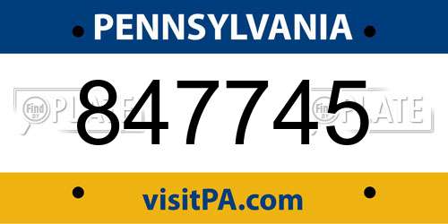 847745 Pennsylvania License Plate