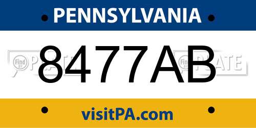 8477AB Pennsylvania License Plate