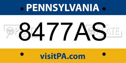 8477AS Pennsylvania License Plate