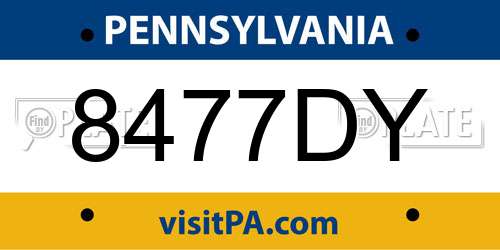8477DY Pennsylvania License Plate