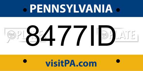 8477ID Pennsylvania License Plate