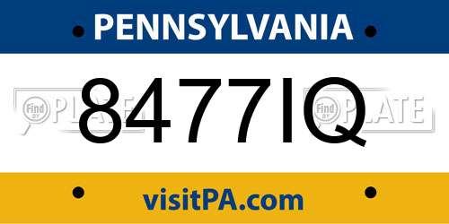 8477IQ Pennsylvania License Plate