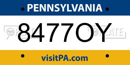 8477OY Pennsylvania License Plate