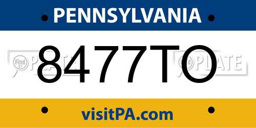 8477TO Pennsylvania License Plate