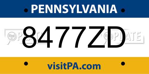 8477ZD Pennsylvania License Plate