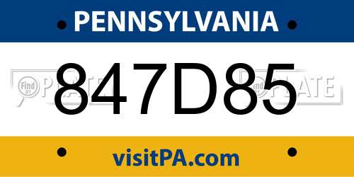 847D85 Pennsylvania License Plate