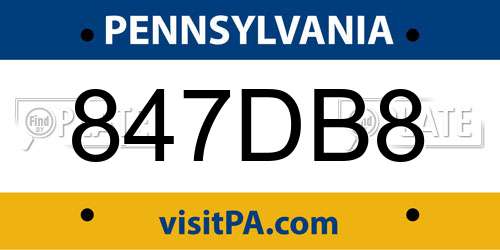 847DB8 Pennsylvania License Plate