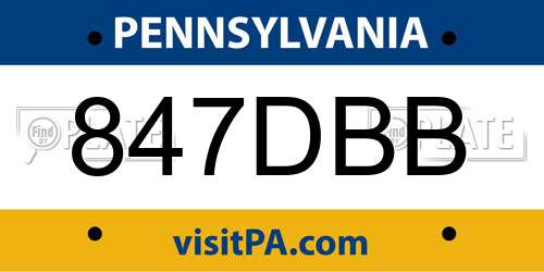 847DBB Pennsylvania License Plate
