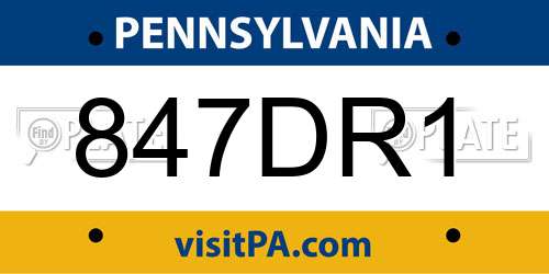 847DR1 Pennsylvania License Plate