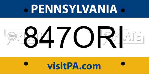 847ORI Pennsylvania License Plate