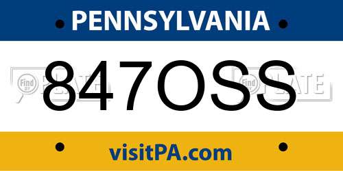 847OSS Pennsylvania License Plate