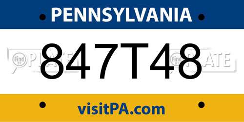 847T48 Pennsylvania License Plate