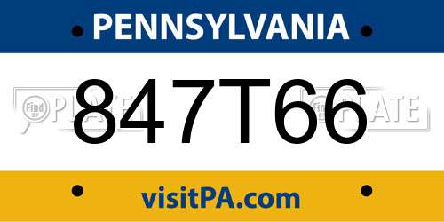 847T66 Pennsylvania License Plate