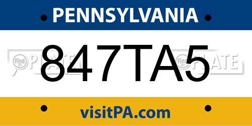 847TA5 Pennsylvania License Plate