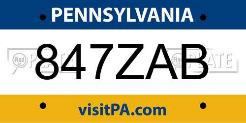 847ZAB Pennsylvania License Plate