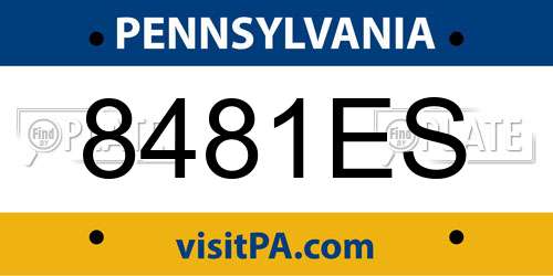 8481ES Pennsylvania License Plate