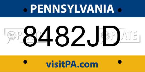 8482JD Pennsylvania License Plate