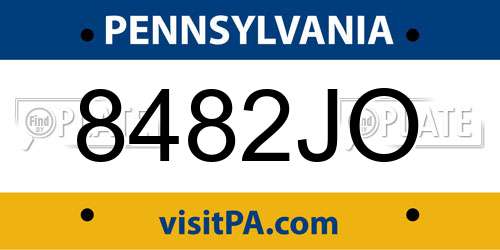 8482JO Pennsylvania License Plate