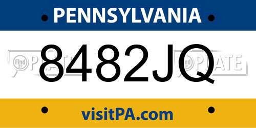 8482JQ Pennsylvania License Plate