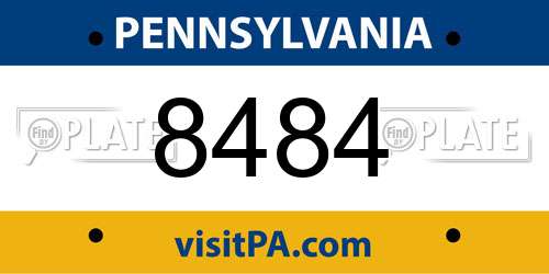 8484 Pennsylvania License Plate