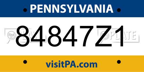 84847Z1 Pennsylvania License Plate