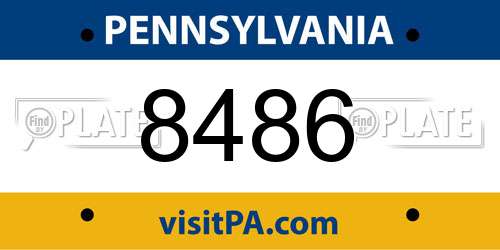 8486 Pennsylvania License Plate