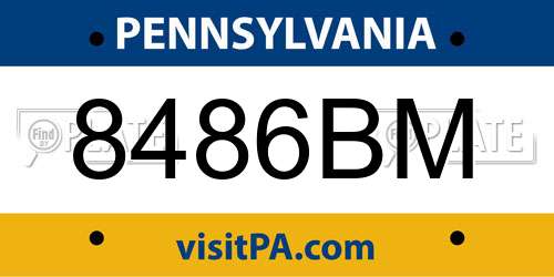 8486BM Pennsylvania License Plate