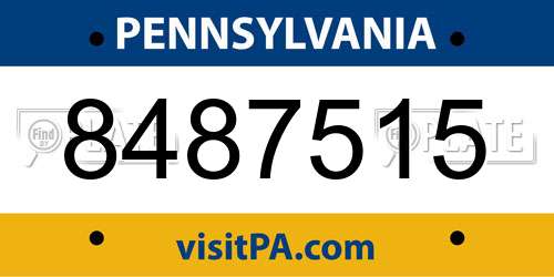 8487515 Pennsylvania License Plate